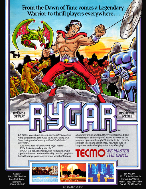 Rygar (US set 3 Old Version) Arcade Game Cover